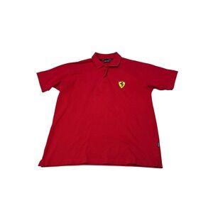 Ferrari Mens Red Short Sleeve Polo Shirt Scuderia Shield Logo Size L